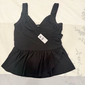 Express Women’s Black Skimming V-Neck Surplice Peplum Tank Size small